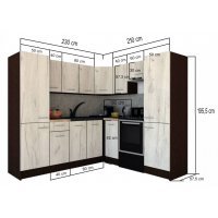 Bucatarie de Colt GENA NEW 12 DR. 210-230, Fara Corp de Cuptor, Wenge / Decor 8548